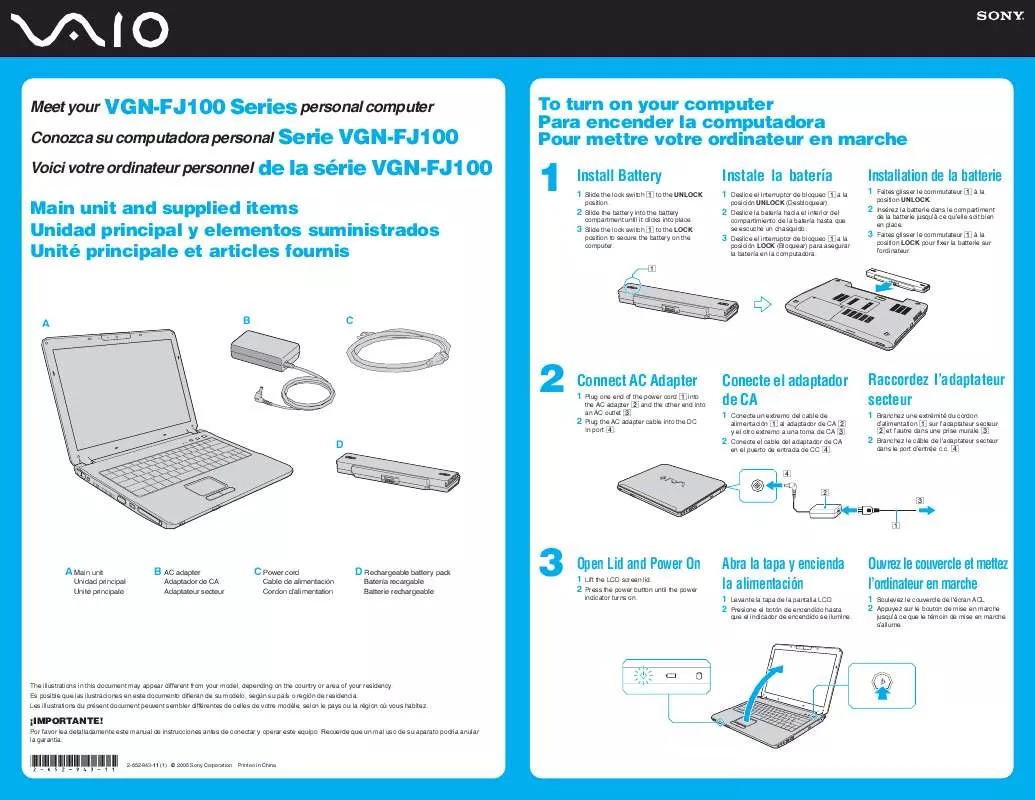 Mode d'emploi SONY VAIO VGN-FJ170P