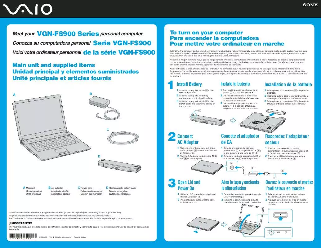 Mode d'emploi SONY VAIO VGN-FS970P