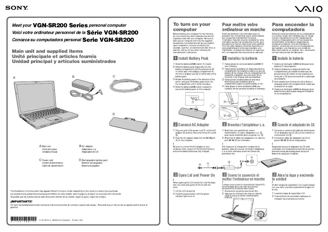 Mode d'emploi SONY VAIO VGN-SR210J/S