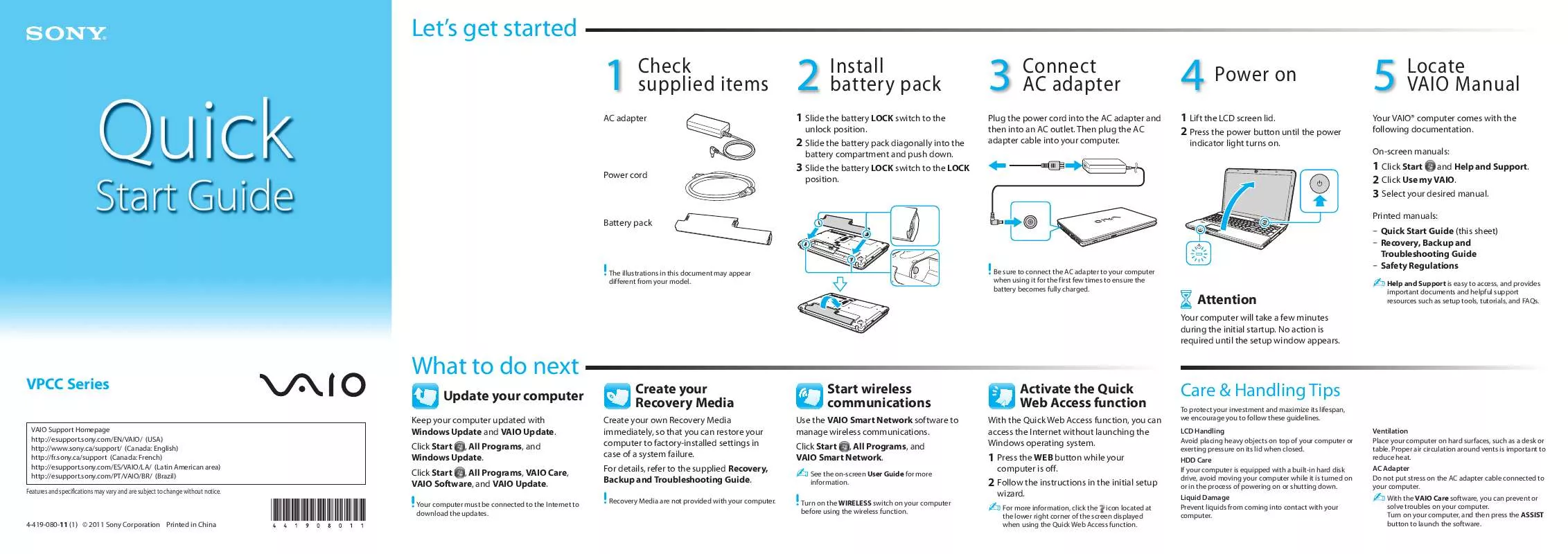 Mode d'emploi SONY VAIO VPCCB4SFX/BI