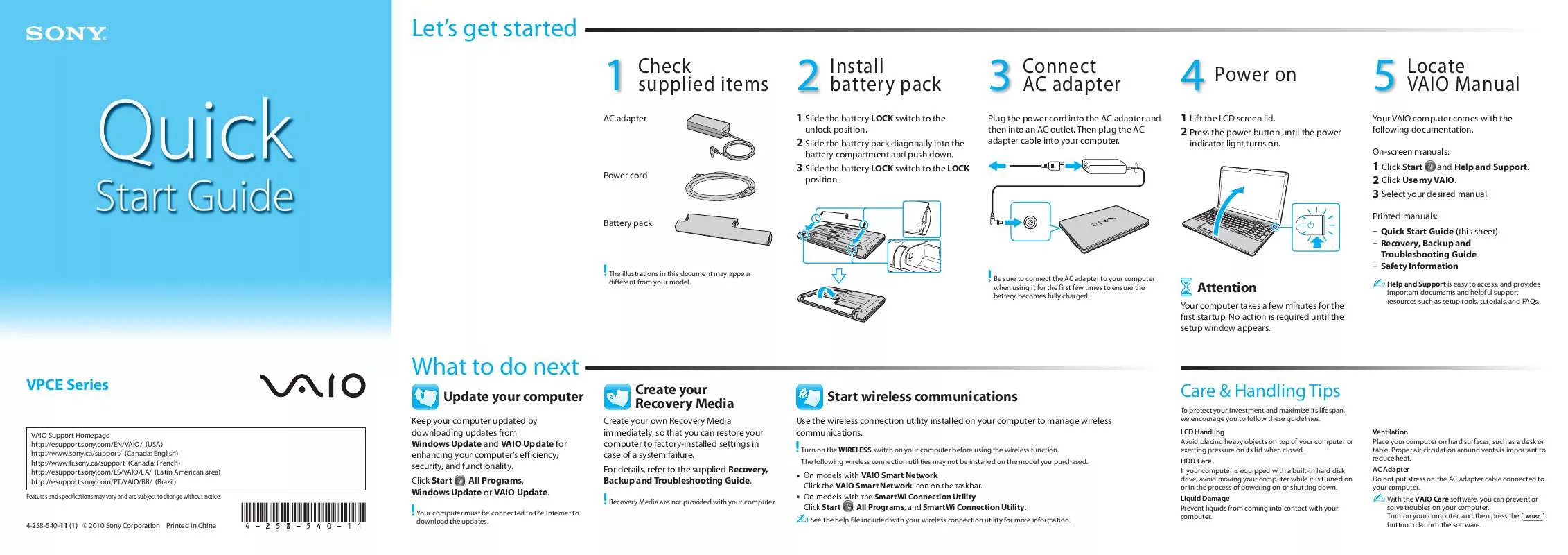 Mode d'emploi SONY VAIO VPC-EB31FX/BJ