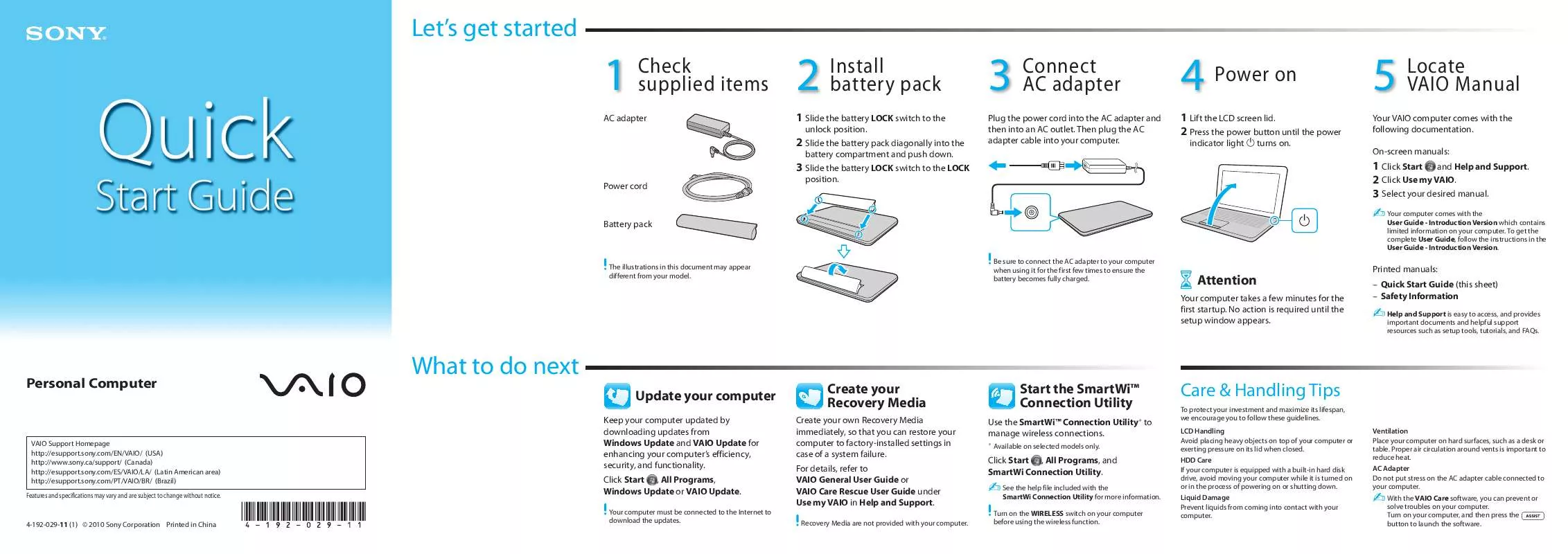 Mode d'emploi SONY VAIO VPC-EE41FX/BJ