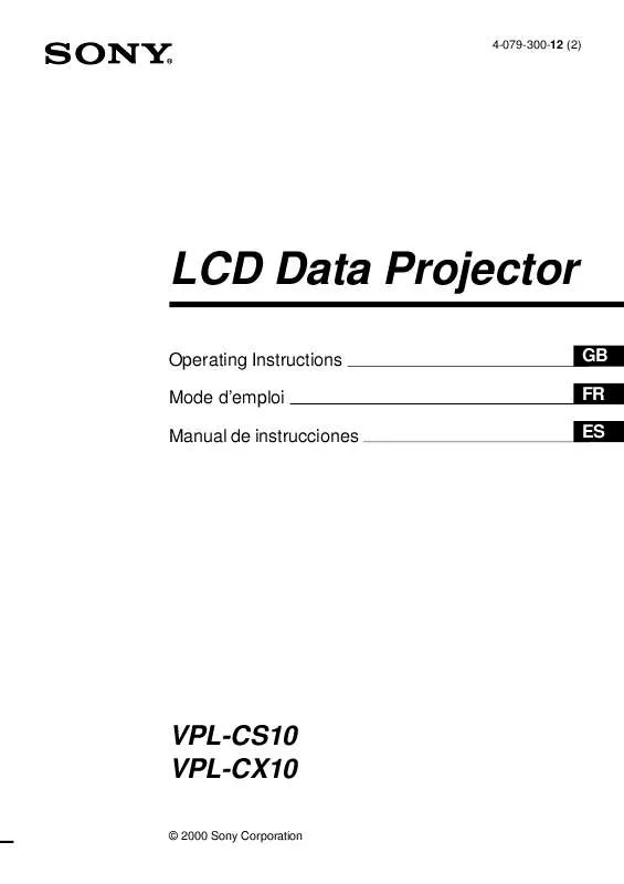 Mode d'emploi SONY VPL-CS10