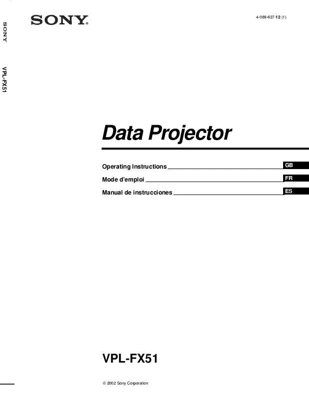 Mode d'emploi SONY VPL-FX51