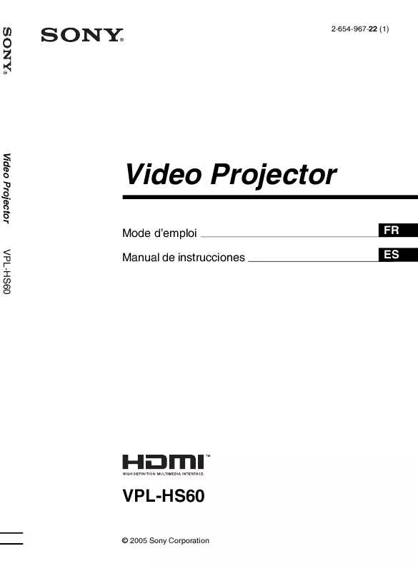 Mode d'emploi SONY VPL-HS60