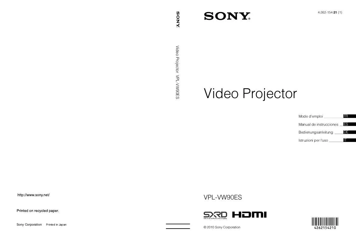 Mode d'emploi SONY VPL-VW90ES