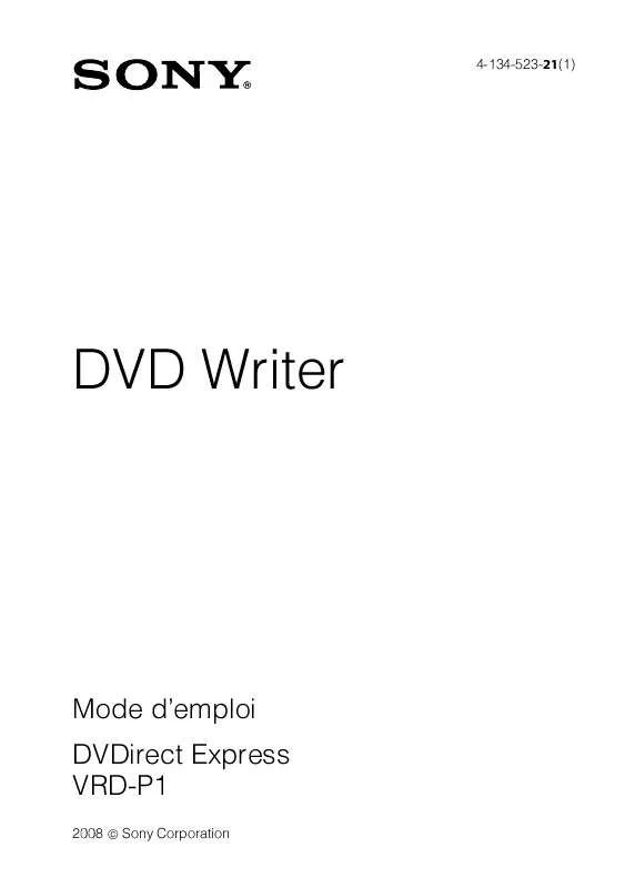 Mode d'emploi SONY VRD-P1