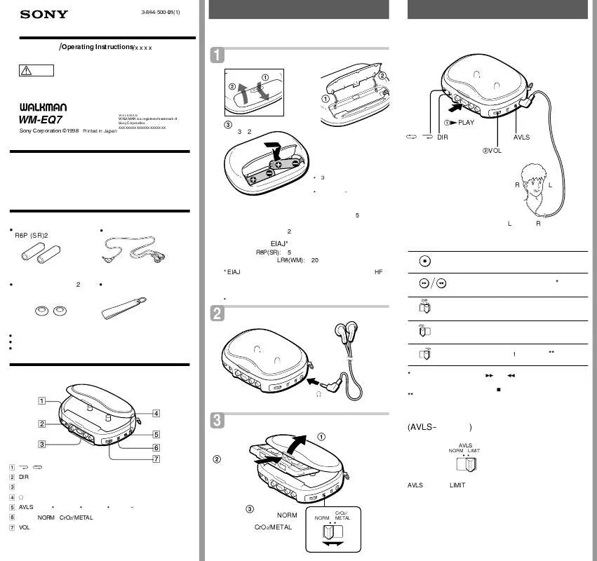 Mode d'emploi SONY WM-EQ7WP