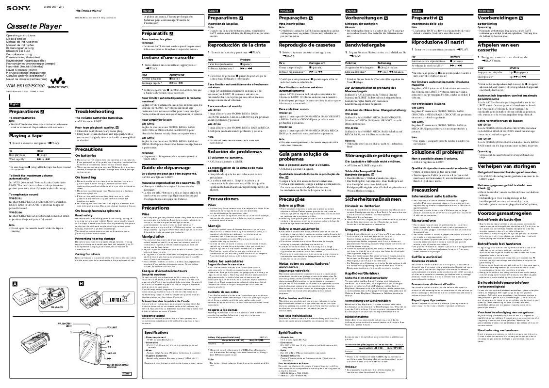 Mode d'emploi SONY WM-EX190