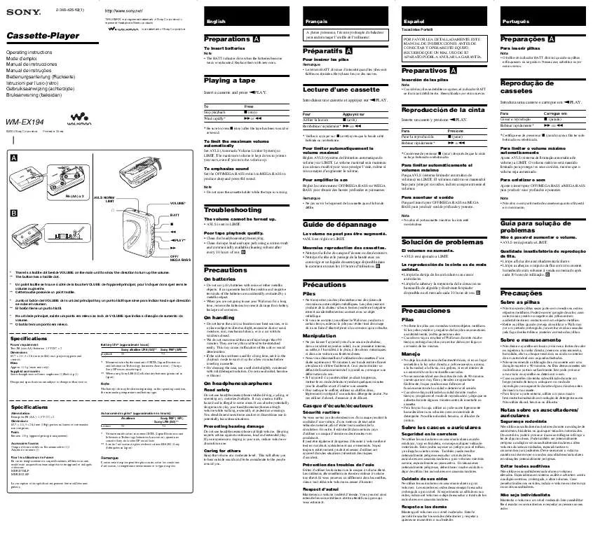 Mode d'emploi SONY WM-EX194