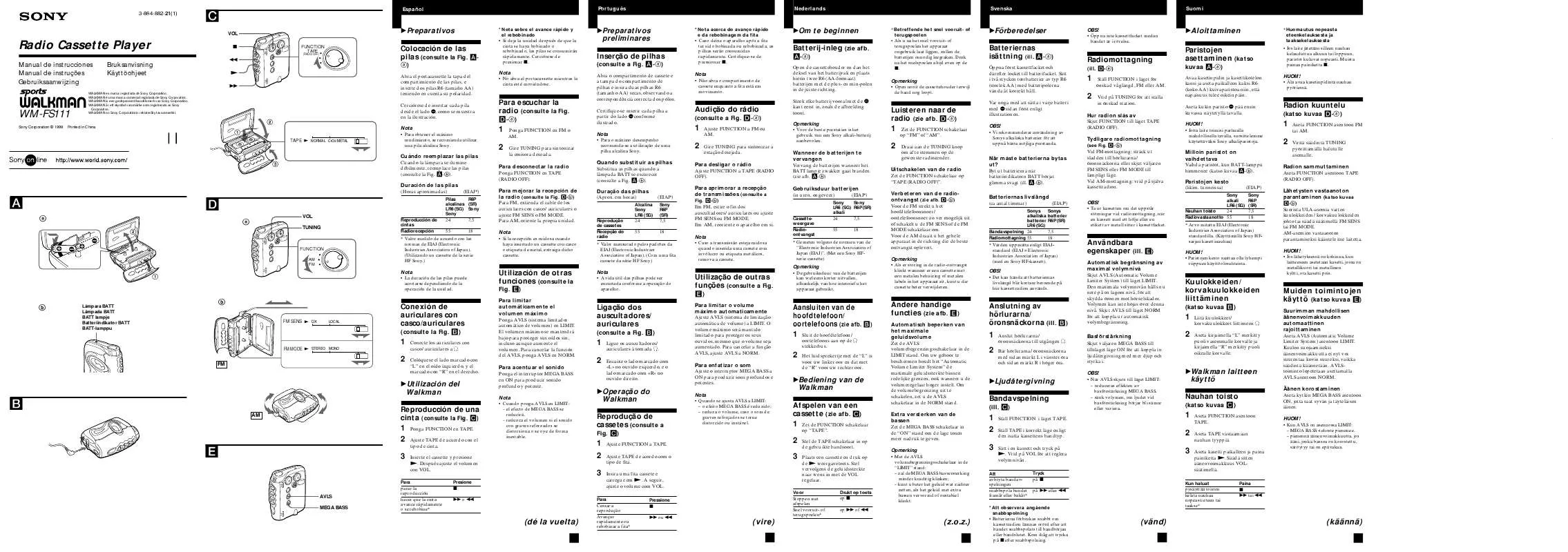 Mode d'emploi SONY WM-FS111