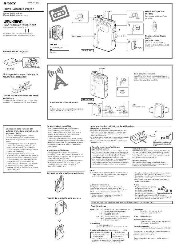 Mode d'emploi SONY WM-FX163V