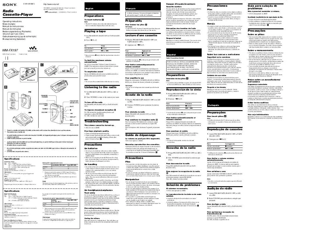 Mode d'emploi SONY WM-FX197