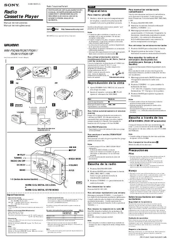 Mode d'emploi SONY WM-FX269