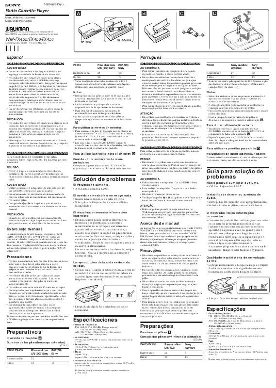 Mode d'emploi SONY WM-FX453V