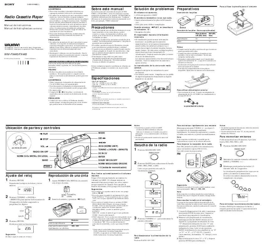 Mode d'emploi SONY WM-FX463