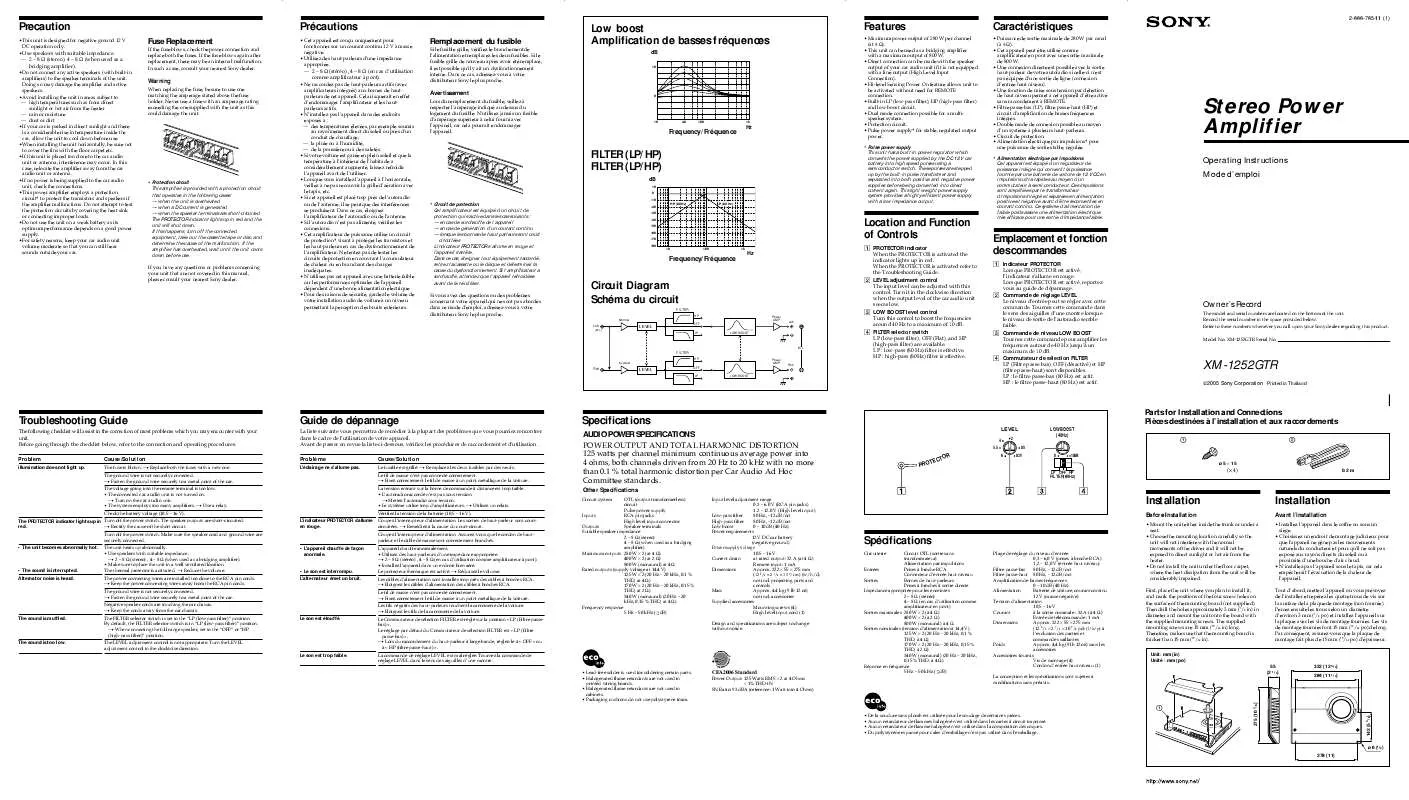 Mode d'emploi SONY XM-1252GTR