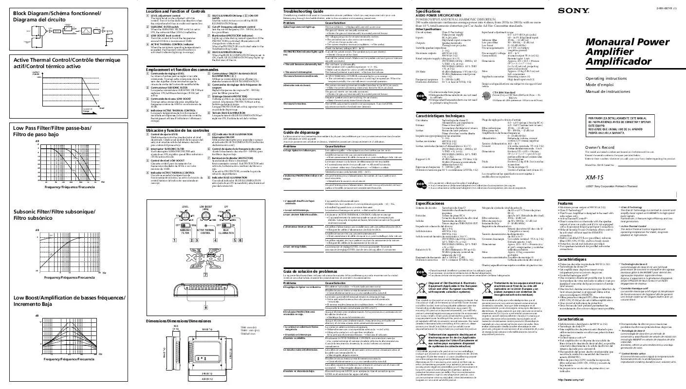 Mode d'emploi SONY XM-1S