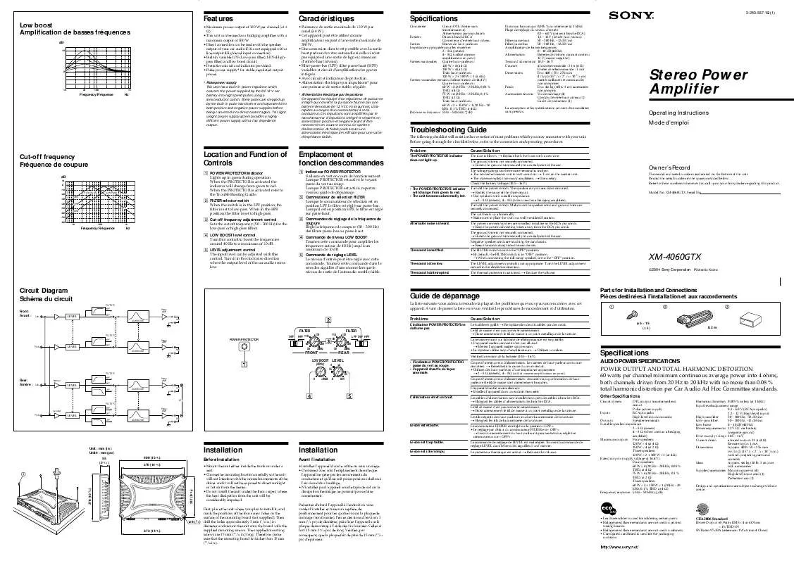 Mode d'emploi SONY XM-4060GTX