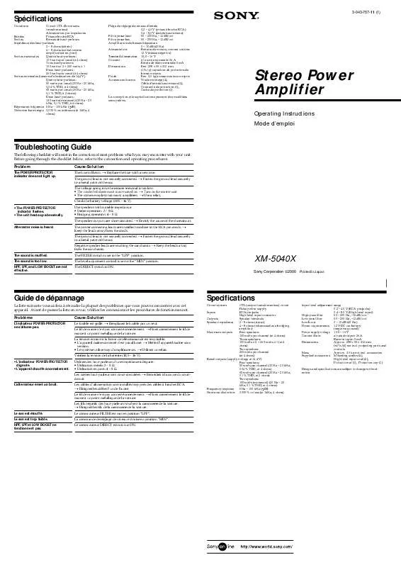 Mode d'emploi SONY XM-5040X