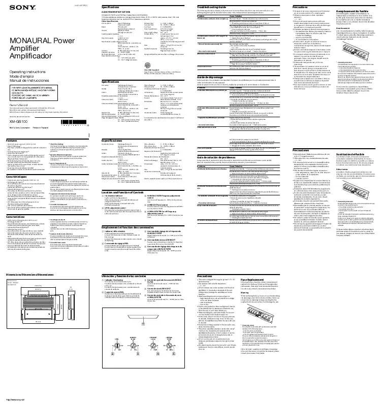 Mode d'emploi SONY XM-GS100