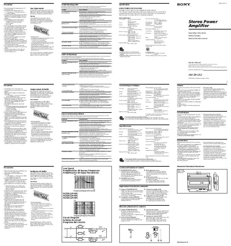 Mode d'emploi SONY XM-ZR1252