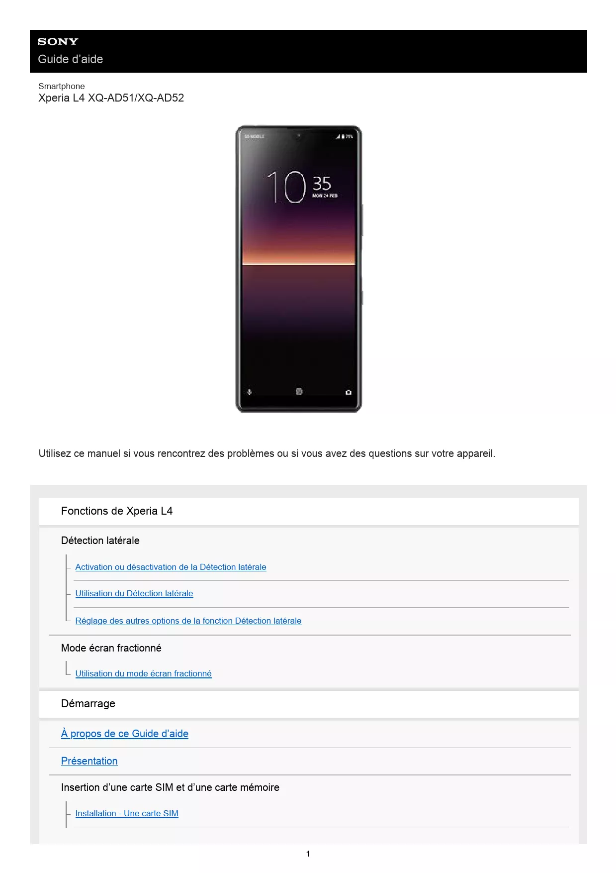 Mode d'emploi SONY XPERIA L4
