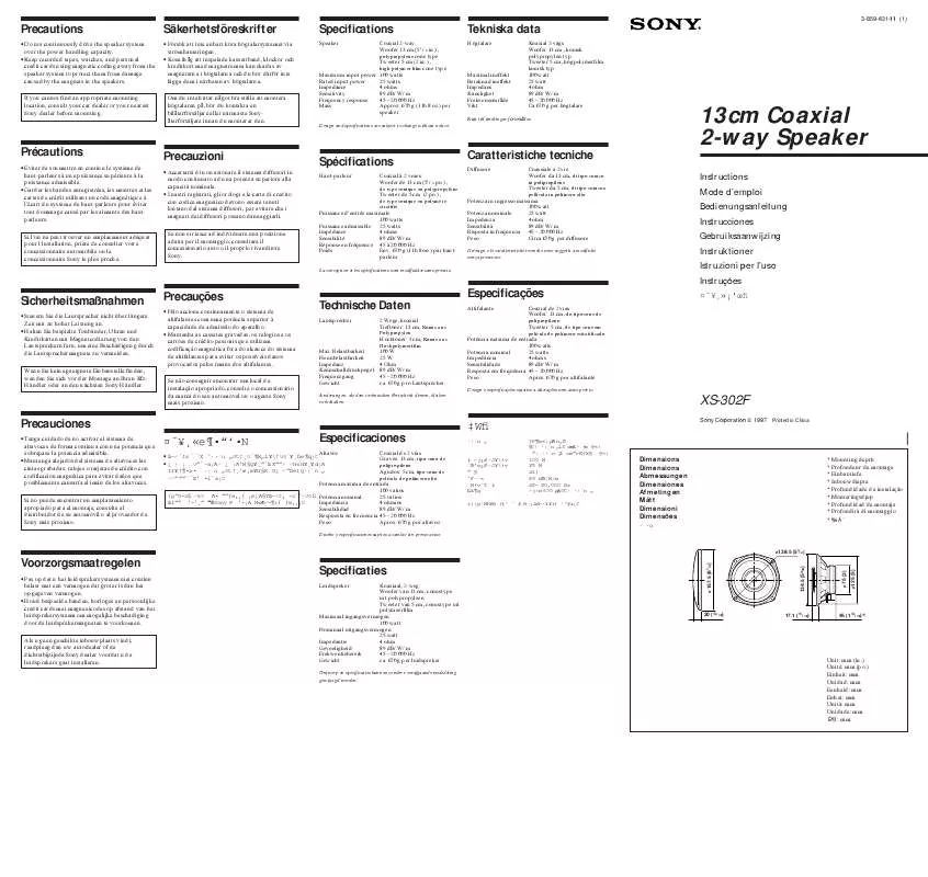 Mode d'emploi SONY XS-302F