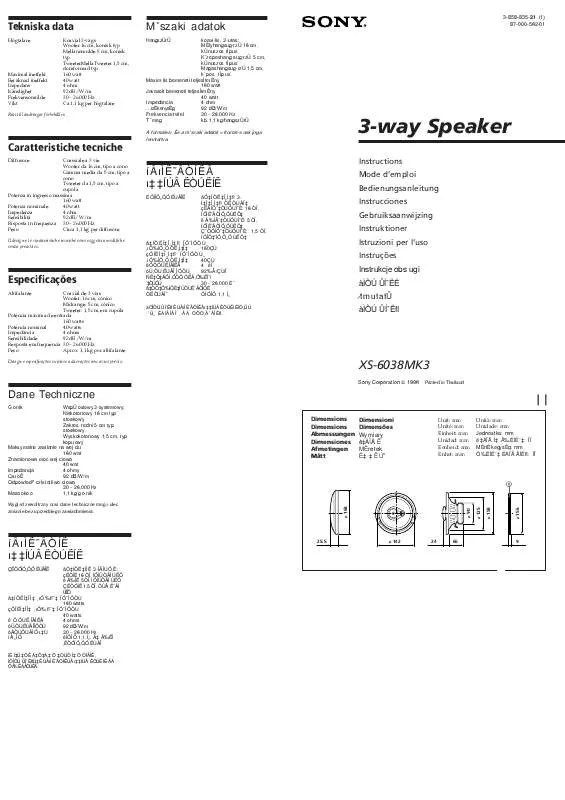 Mode d'emploi SONY XS-6038MK3