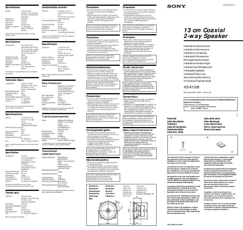 Mode d'emploi SONY XS-A1326