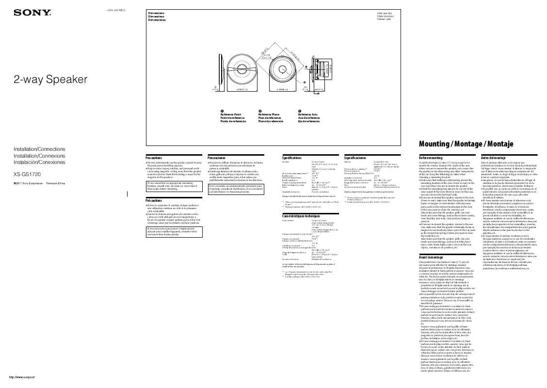 Mode d'emploi SONY XS-GS1720