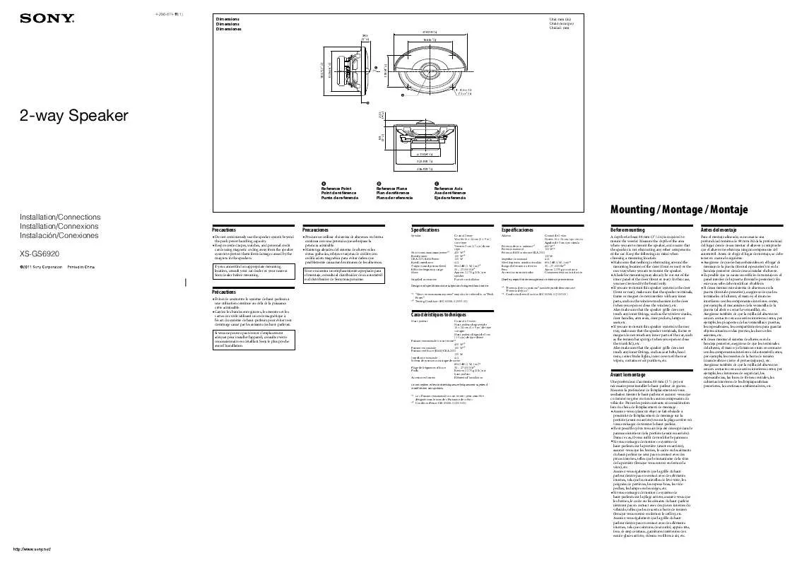 Mode d'emploi SONY XS-GS6920