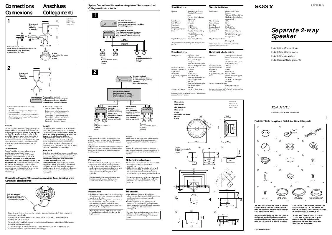 Mode d'emploi SONY XS-HA1727