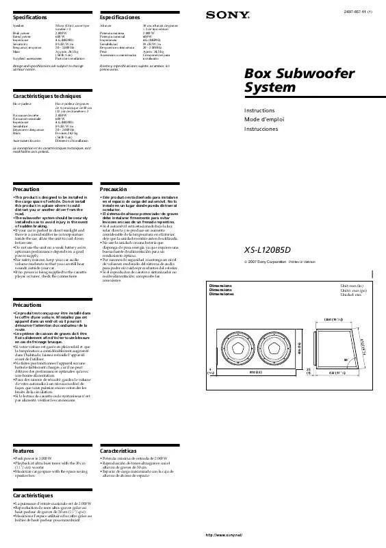 Mode d'emploi SONY XS-L120B5D