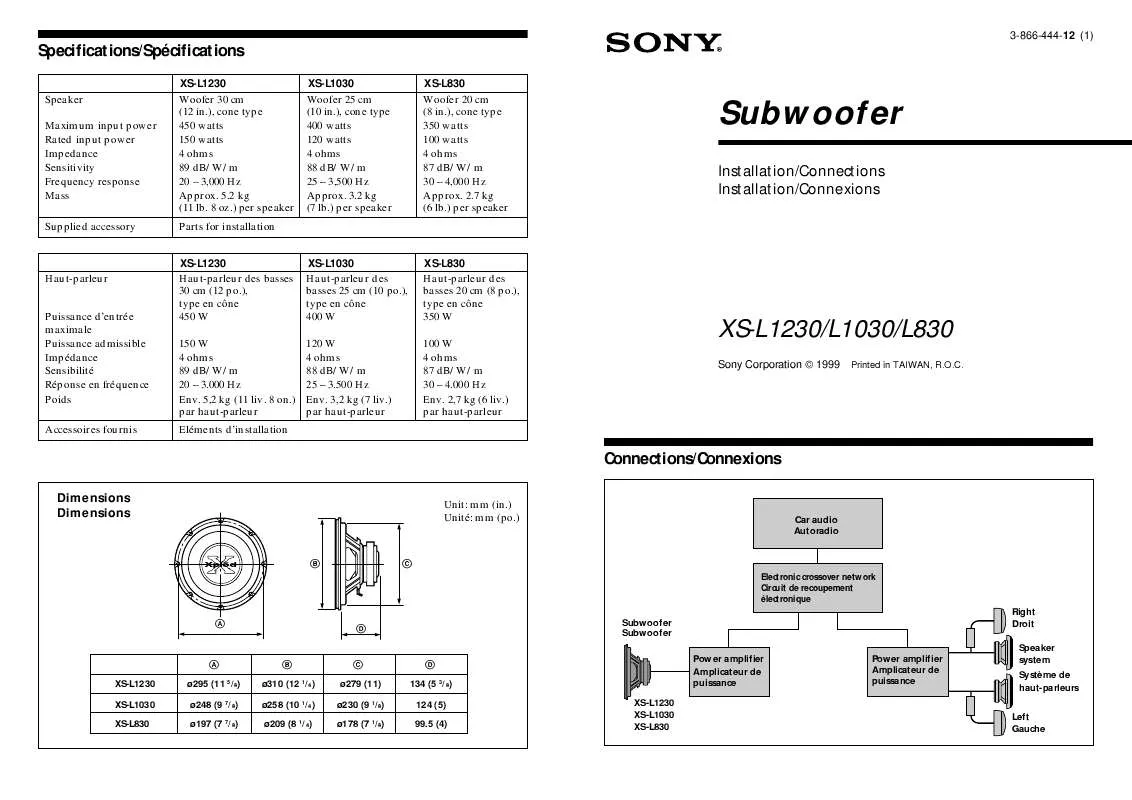 Mode d'emploi SONY XS-L1230