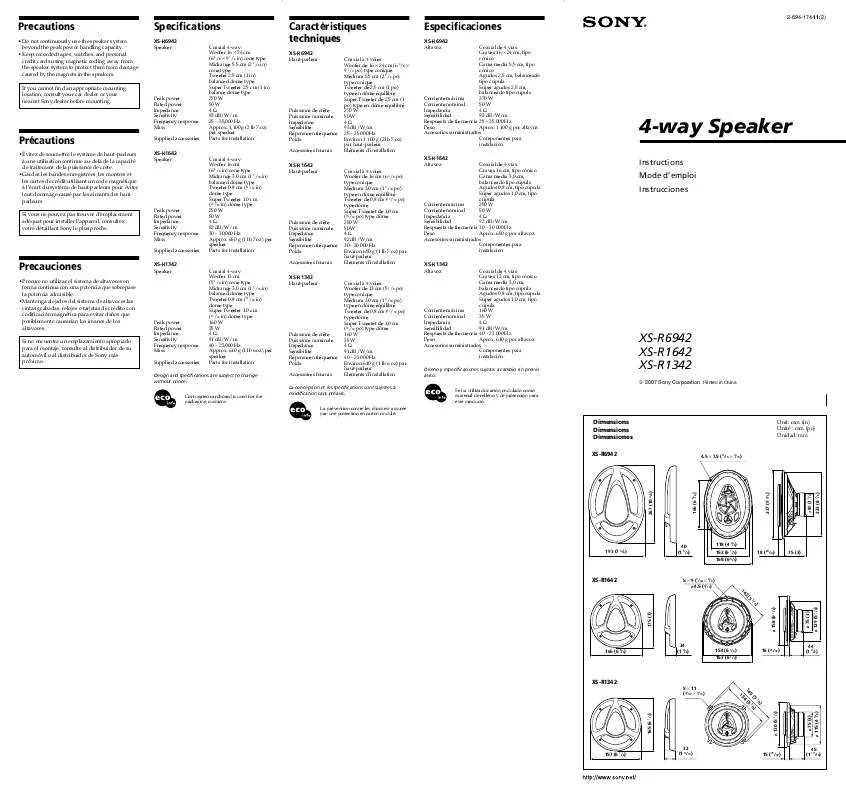 Mode d'emploi SONY XS-R6942