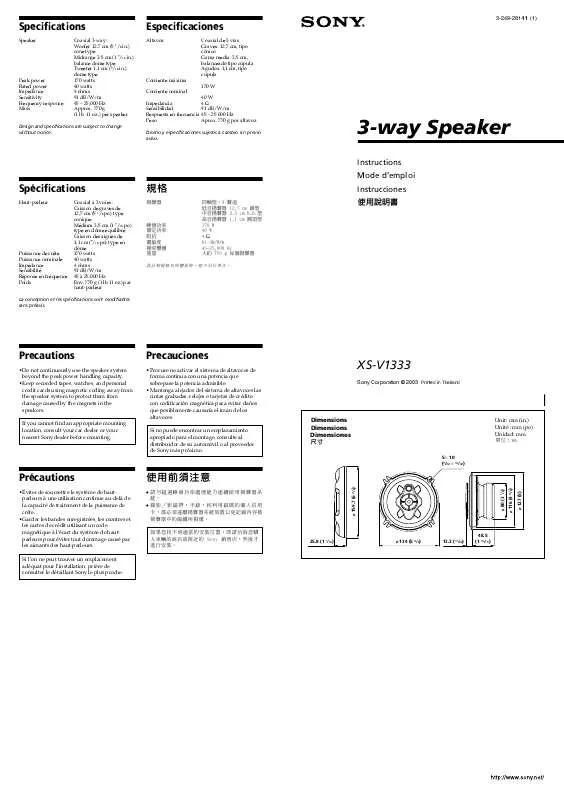 Mode d'emploi SONY XS-V1333