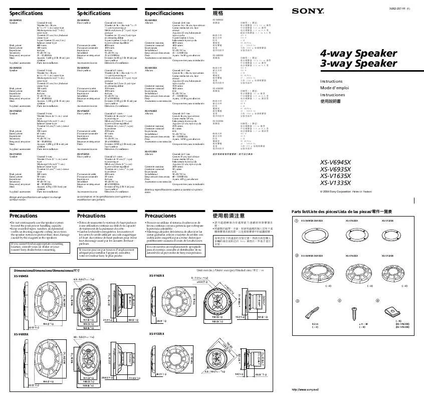 Mode d'emploi SONY XS-V1335X