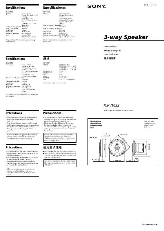 Mode d'emploi SONY XS-V1632