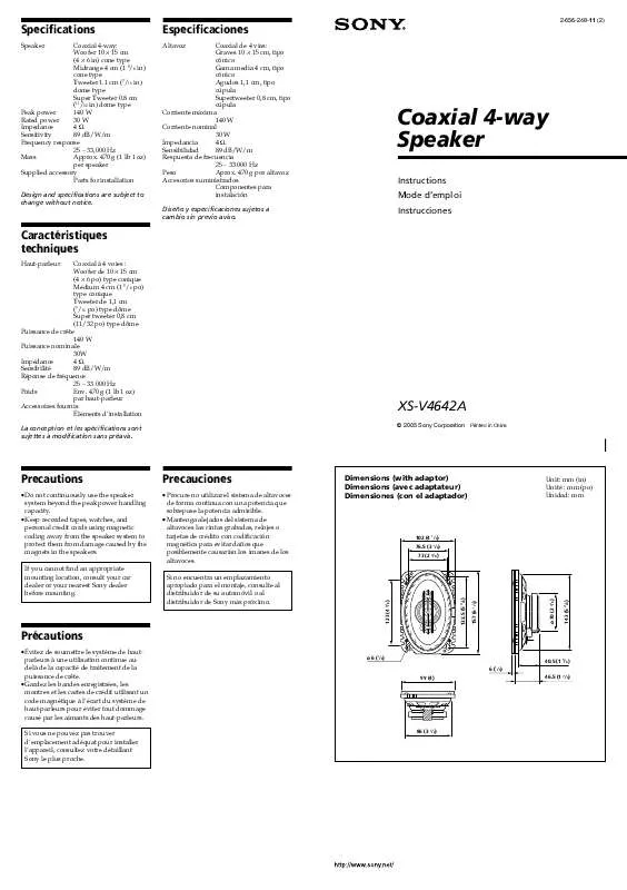 Mode d'emploi SONY XS-V4642A