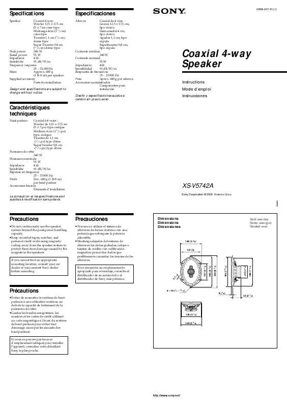 Mode d'emploi SONY XS-V5742A