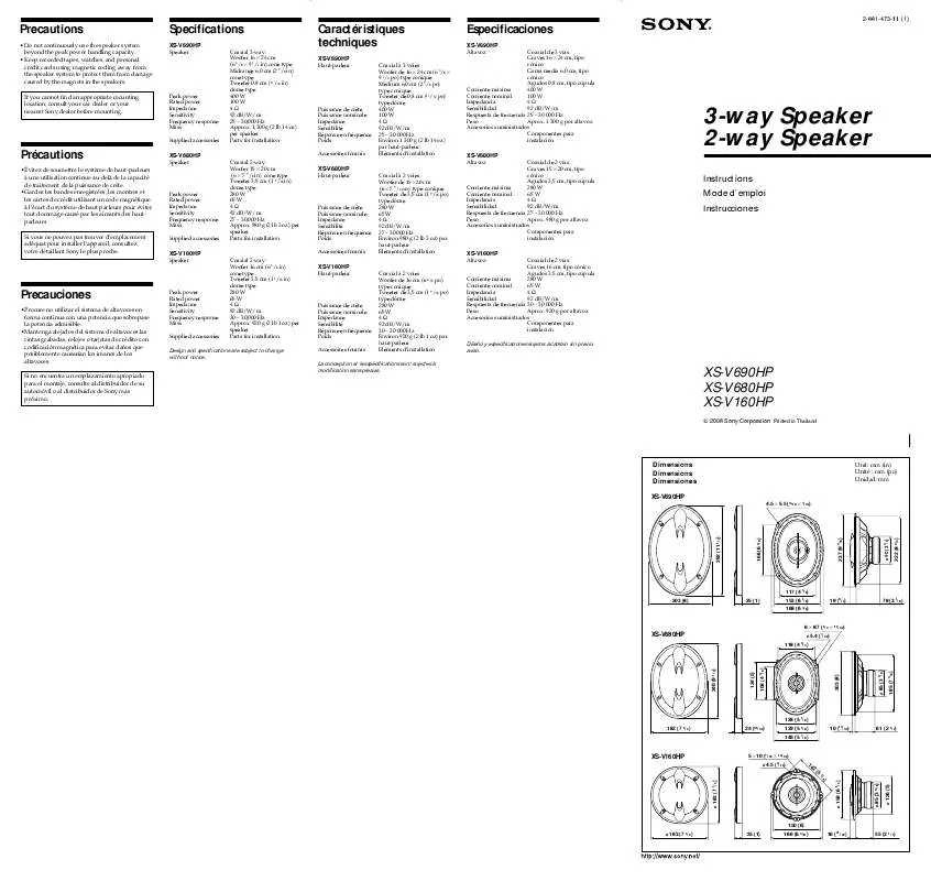 Mode d'emploi SONY XS-V690HP