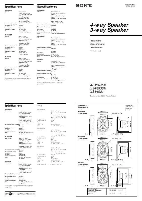 Mode d'emploi SONY XS-V6945M