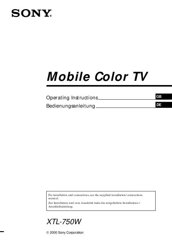 Mode d'emploi SONY XTL-750W