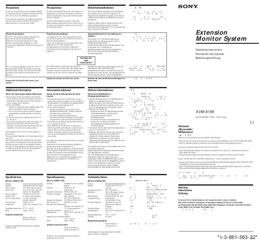 Mode d'emploi SONY XVM-61EX