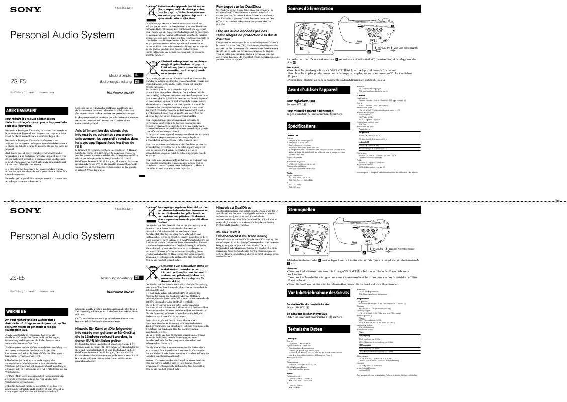 Mode d'emploi SONY ZS-E5