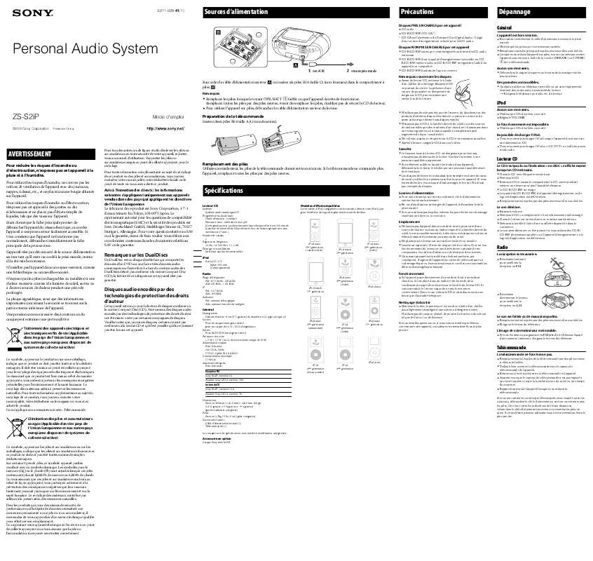 Mode d'emploi SONY ZS-S2IP