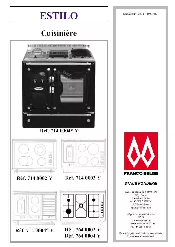 Mode d'emploi STAUB ESTILO 714 0002