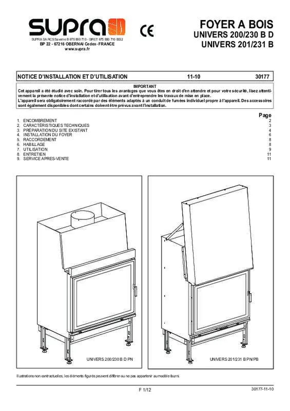Mode d'emploi SUPRA UNIVERS 201B-PN