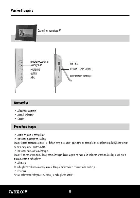 Mode d'emploi SWEEX MM008V2